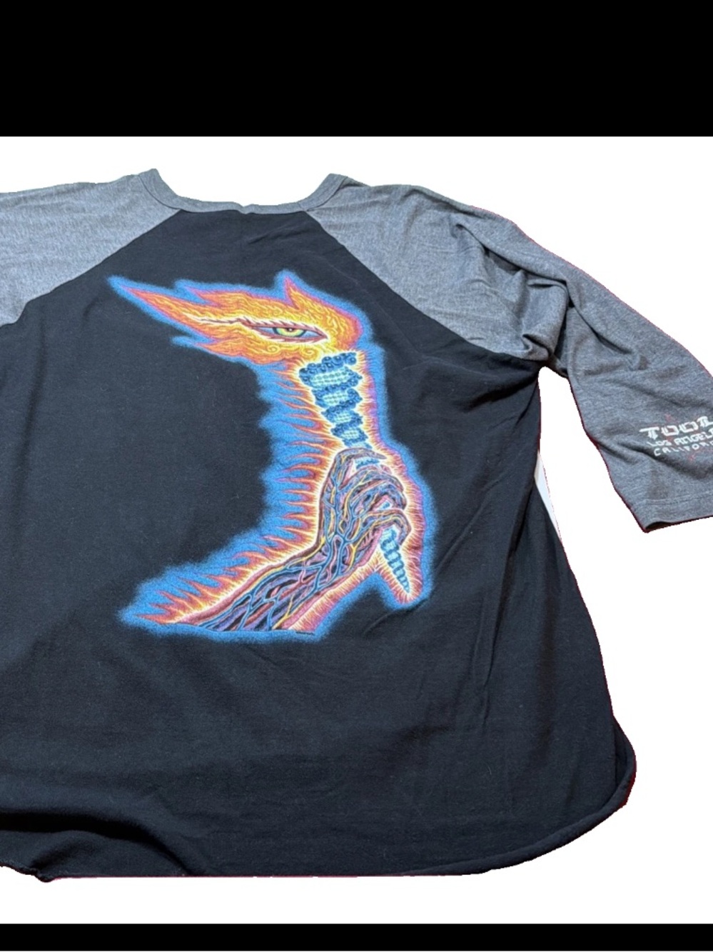 TOOL TORCH BAND MERCH BLACK T Shirt Los Angeles CA 2019 Raglan 3/4 sleeve mens